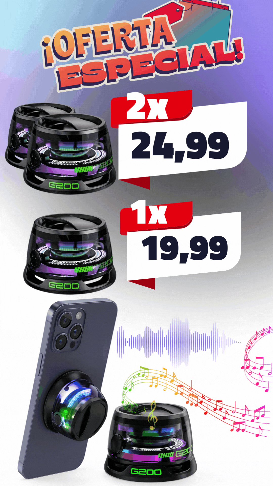 🔊✨ Mini Parlante Magnético G200