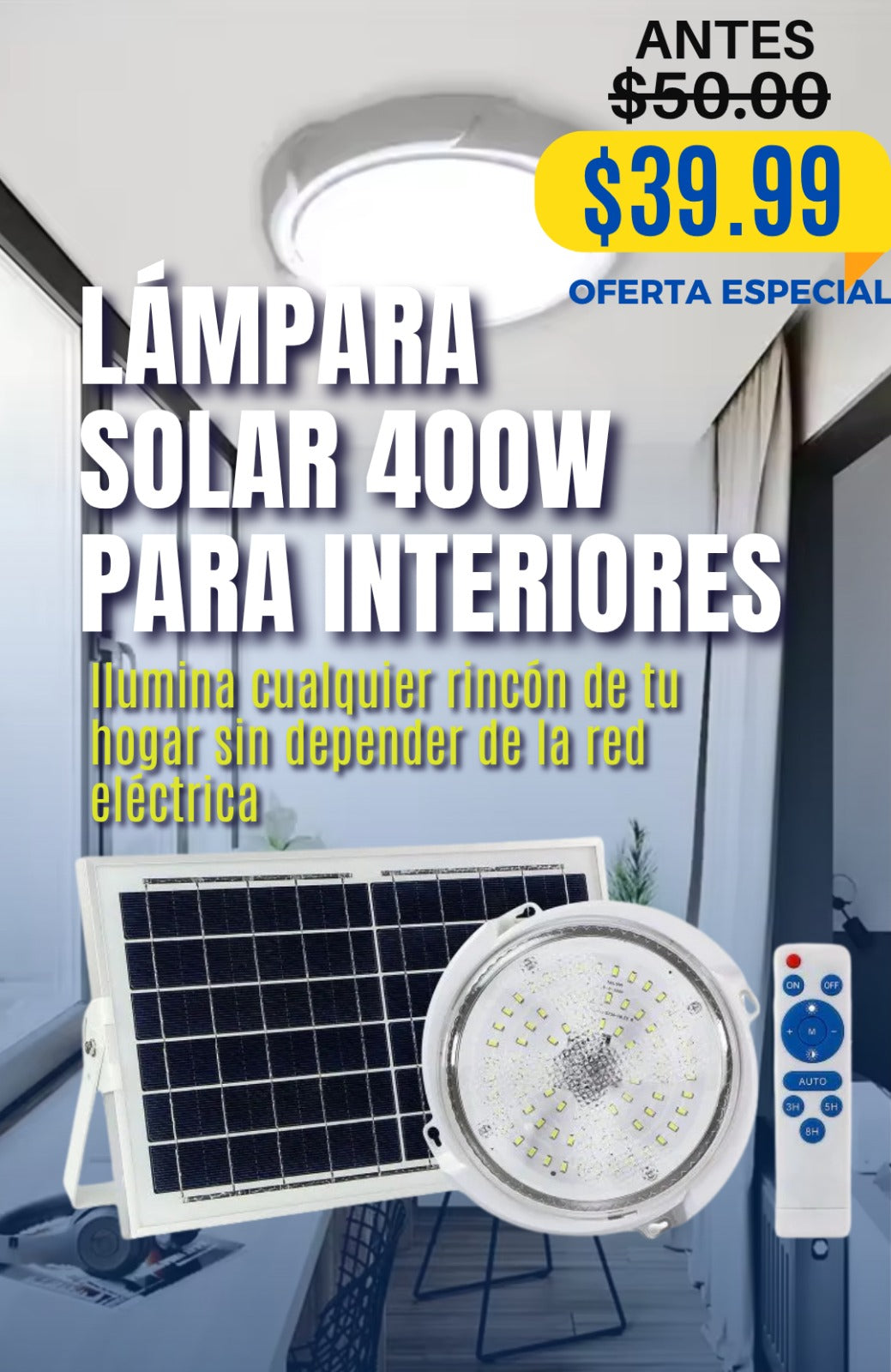 LÁMPARA SOLAR REDONDA 400 WATTS