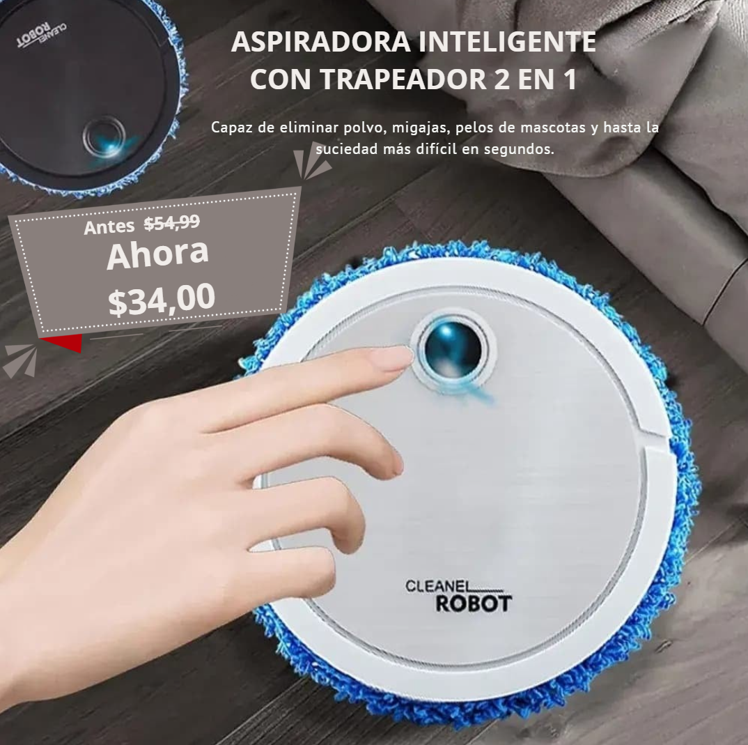 ASPIRADORA INTELIGENTE CON TRAPEADOR 2 EN 1