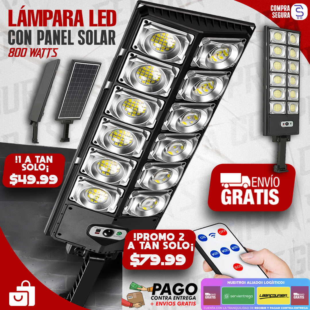 ⚡Lámpara solar de 800 WATTS Para exteriores   💡