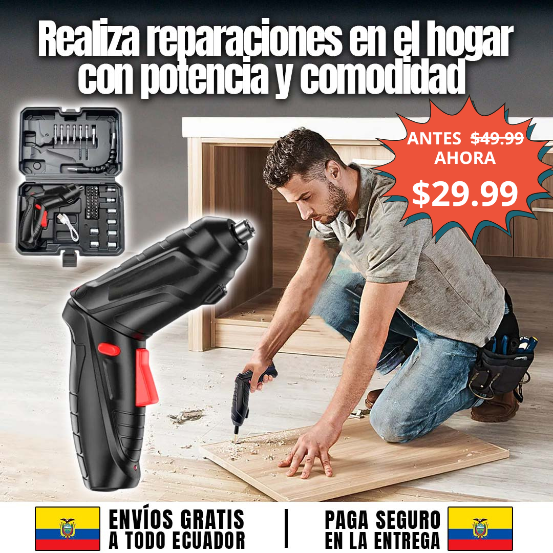 MINI TALADRO DESTORNILLADOR INALÁMBRICO FLEXIBLE DE 48 PIEZAS