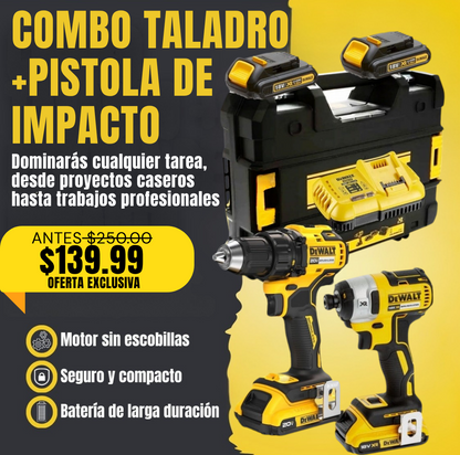 Kit DeWalt  Taladro Percutor y Amoladora + Mascara Protectora.